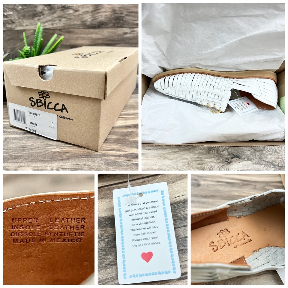 ❌SOLD❌NIB Sbicca Tribbley Huarache Loafer Oxford Flats Sandal White Leather 9 - Picture 12 of 13